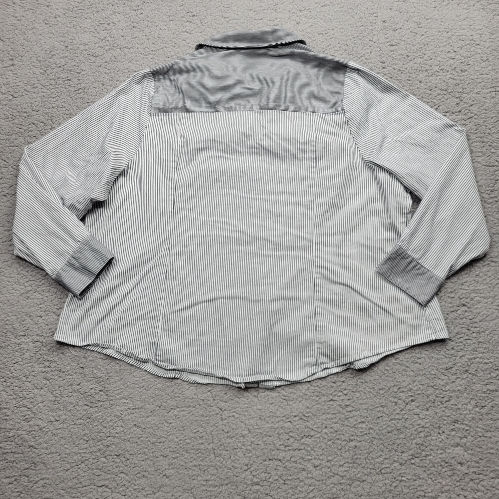 Lane Bryant Shirt Womens ' 26 White Black Striped Long Sleeve Button Up - Picture 11 of 15